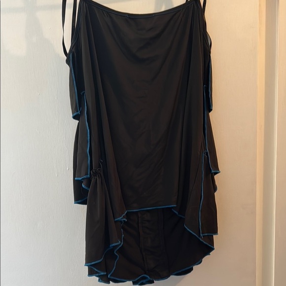 Black Ruffled Tank with Blue Trim - Picture 4 of 4